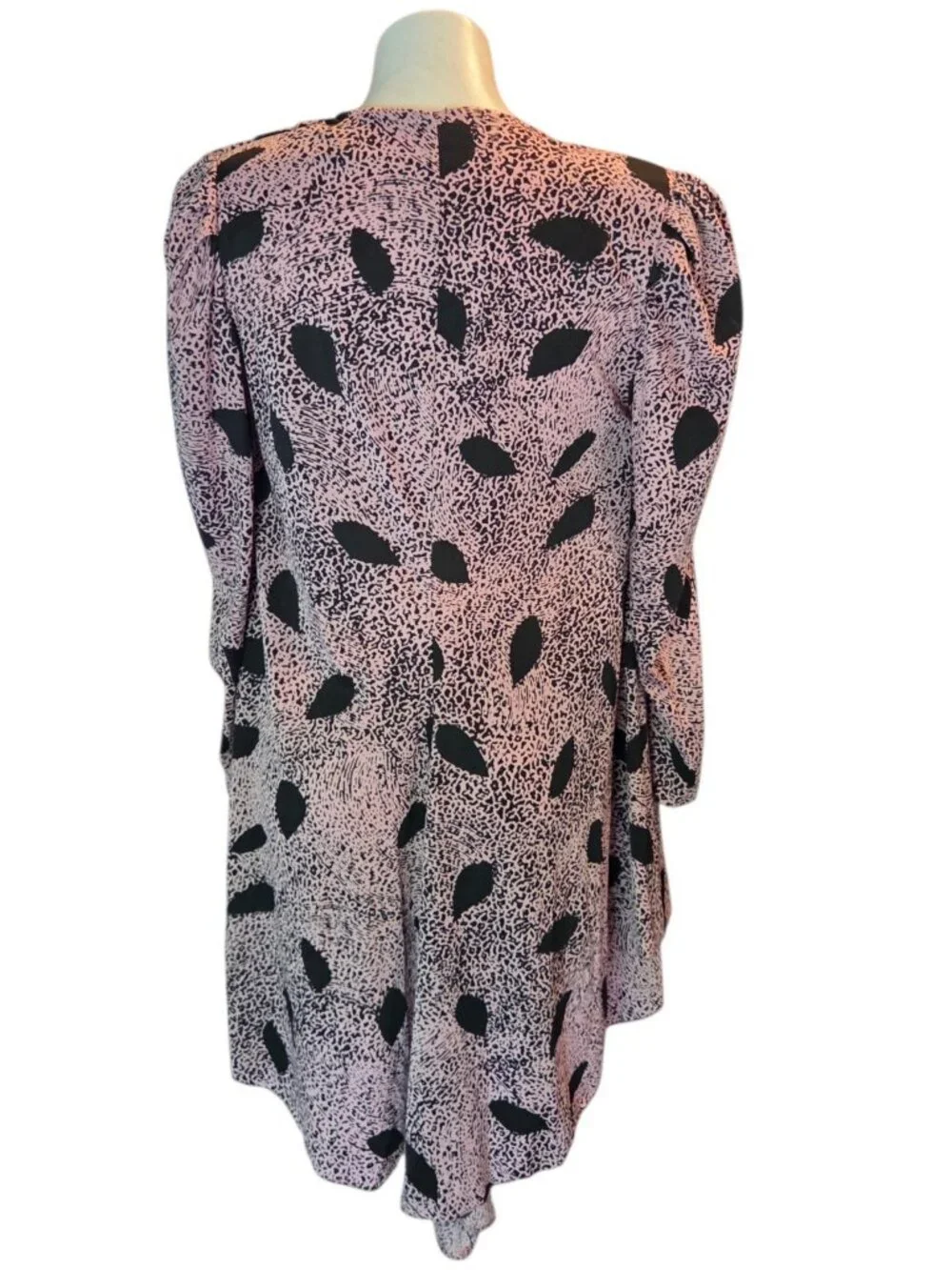 Vintage 80s M / L Pink Black Art Deco Long Sleeve Cardigan Lightweight